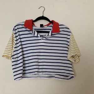 A striped cropped polo